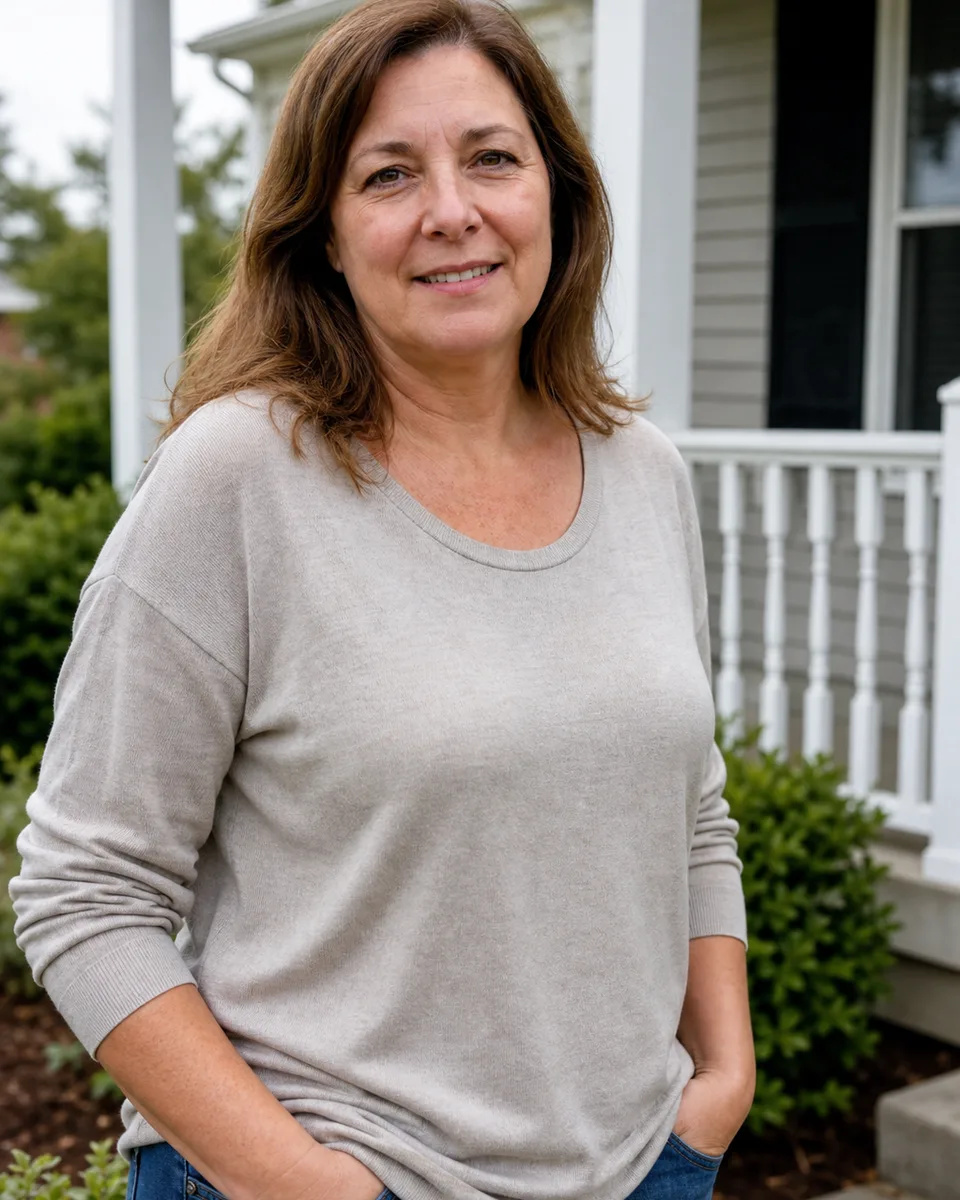 Homeowner standing outside her home